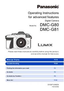 Panasonic Lumix G80 manual. Camera Instructions.